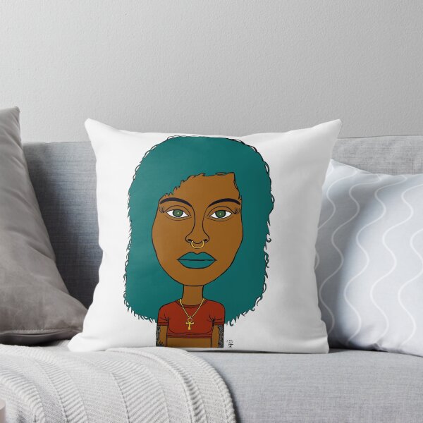Item preview, Afrocentric AltGirl with Teal Hair, Ankh Necklace & Nose Ring. Illustration. designed and sold by Eric Sintès.
