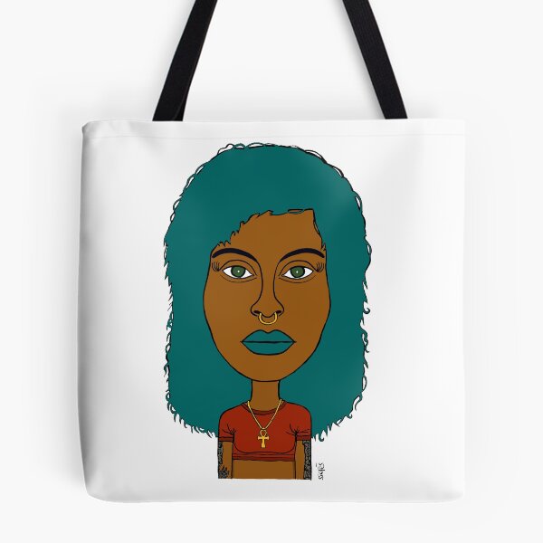 Item preview, Afrocentric AltGirl with Teal Hair, Ankh Necklace & Nose Ring. Illustration. designed and sold by Eric Sintès.