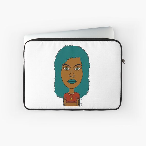Item preview, Afrocentric AltGirl with Teal Hair, Ankh Necklace & Nose Ring. Illustration. designed and sold by Eric Sintès.