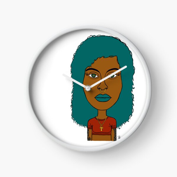 Item preview, Afrocentric AltGirl with Teal Hair, Ankh Necklace & Nose Ring. Illustration. designed and sold by Eric Sintès.