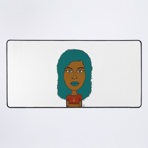 Item preview, Afrocentric AltGirl with Teal Hair, Ankh Necklace & Nose Ring. Illustration. designed and sold by Eric Sintès.