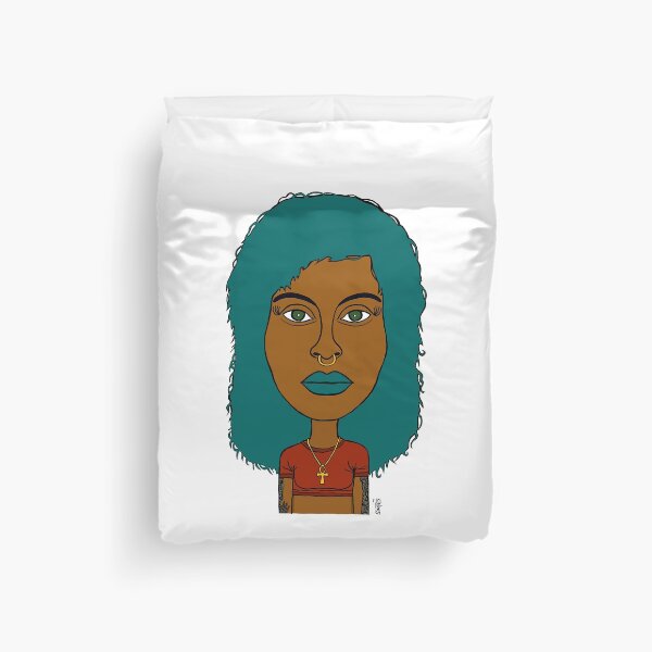 Item preview, Afrocentric AltGirl with Teal Hair, Ankh Necklace & Nose Ring. Illustration. designed and sold by Eric Sintès.