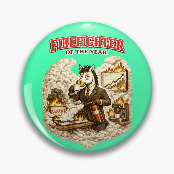 Item preview, Firefighter of the Year Horse – Funny Office Crisis Manager, Corporate Burnout Humor, Vintage Work Cartoon designed and sold by GigiVisual.