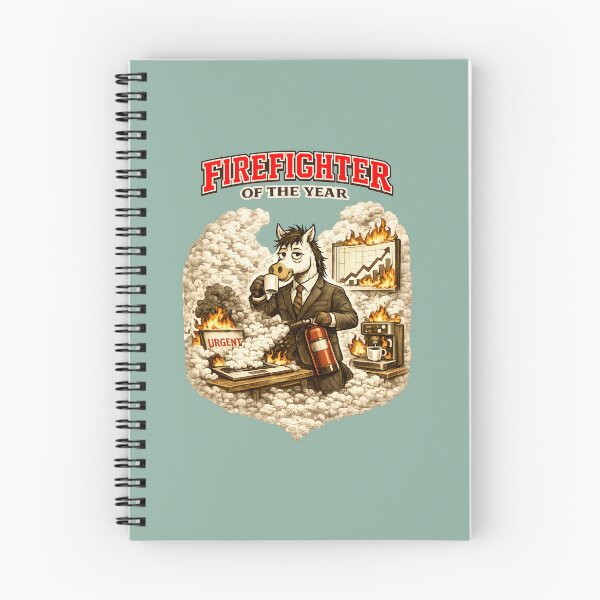 Item preview, Firefighter of the Year Horse – Funny Office Crisis Manager, Corporate Burnout Humor, Vintage Work Cartoon designed and sold by GigiVisual.