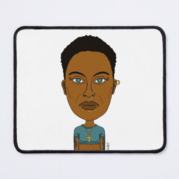 Item preview, Afrocentric Portrait with Multiple Piercings and Ankh Necklace - AltGirl Illustration designed and sold by Eric Sintès.