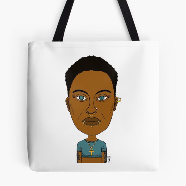 Item preview, Afrocentric Portrait with Multiple Piercings and Ankh Necklace - AltGirl Illustration designed and sold by Eric Sintès.
