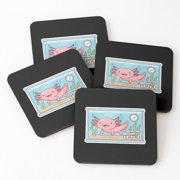 Item preview, Kawaii Axolotl in Aquarium Flat Vector Illustration - Pet Care Temperature Guide (60-72°F) designed and sold by BlissHalo.