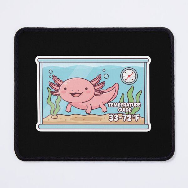 Item preview, Kawaii Axolotl in Aquarium Flat Vector Illustration - Pet Care Temperature Guide (60-72°F) designed and sold by BlissHalo.