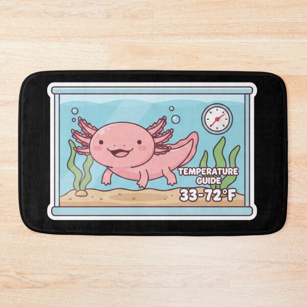 Item preview, Kawaii Axolotl in Aquarium Flat Vector Illustration - Pet Care Temperature Guide (60-72°F) designed and sold by BlissHalo.