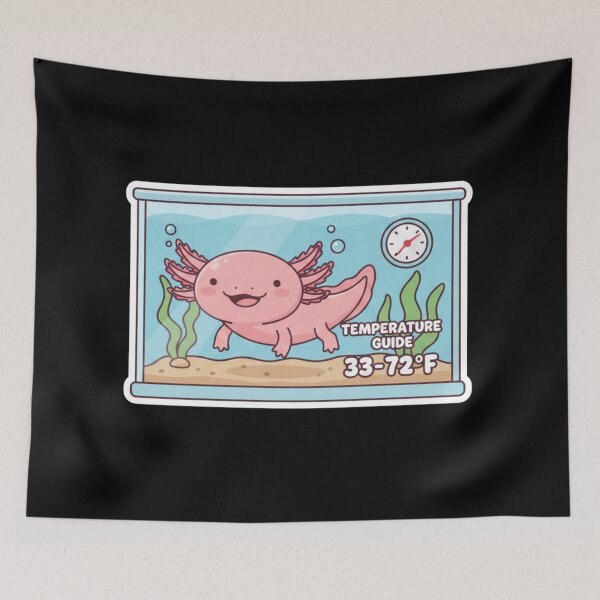Item preview, Kawaii Axolotl in Aquarium Flat Vector Illustration - Pet Care Temperature Guide (60-72°F) designed and sold by BlissHalo.