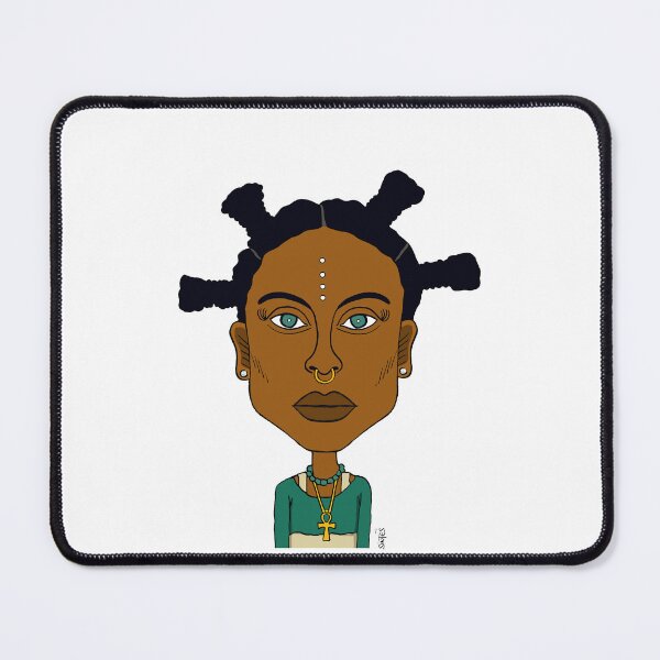 Item preview, Afrocentric Bantu Knots Portrait with Ankh Necklace and Piercings- AltGirl Illustration designed and sold by Eric Sintès.