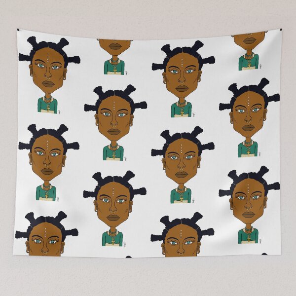 Item preview, Afrocentric Bantu Knots Portrait with Ankh Necklace and Piercings- AltGirl Illustration designed and sold by Eric Sintès.