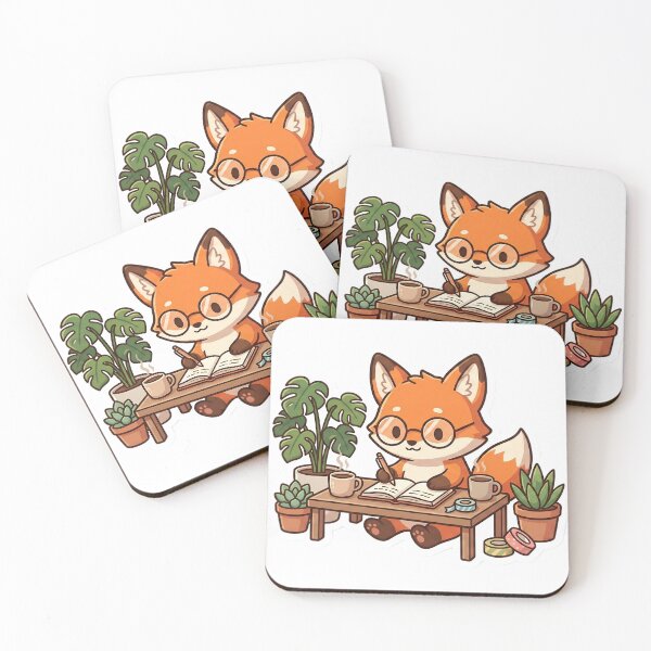 Item preview, Cute Fox Journaling with Plants and Coffee Cozy Creative Aesthetic designed and sold by StickyGuys.