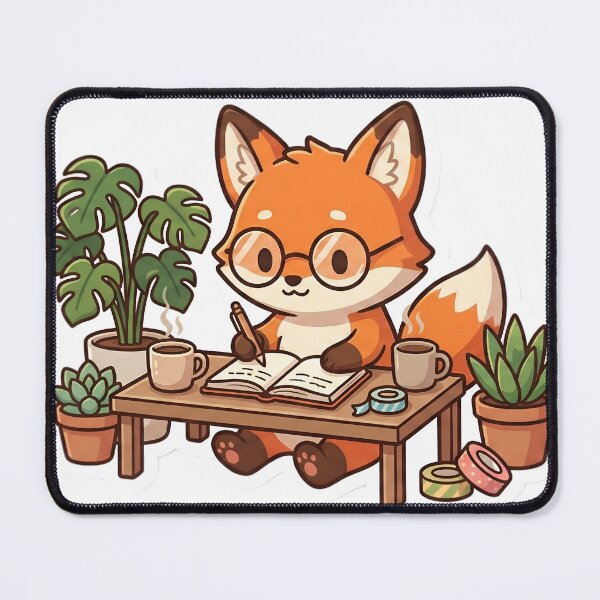Item preview, Cute Fox Journaling with Plants and Coffee Cozy Creative Aesthetic designed and sold by StickyGuys.