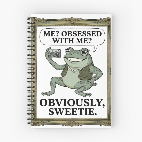 Item preview, Me? Obsessed With Me? Obviously Sweetie – Sassy Frog Selfie Art Print designed and sold by GiftsCreek.