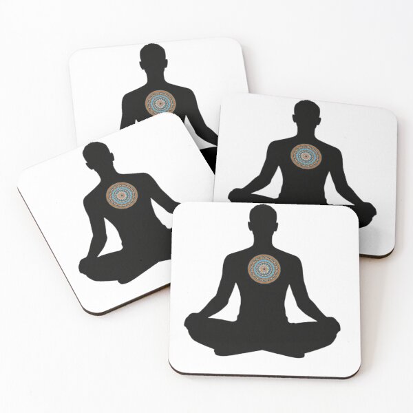 Item preview, Centered Stillness – Meditating Silhouette with Mandala Heart designed and sold by MysticPurpleHue.
