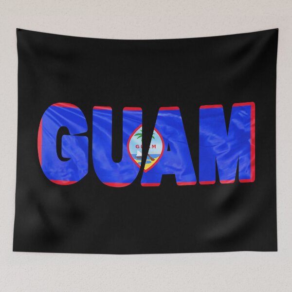 Item preview, GUAM - USA Flag Flying in Wind cut to Letters Souvenir Sticker Shirt designed and sold by Adam Gormley.