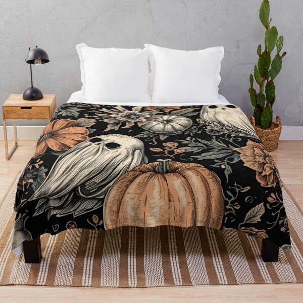 Item preview, Vintage Spooky Ghost and Autumn Pumpkin Pattern designed and sold by LakLuxe studio .