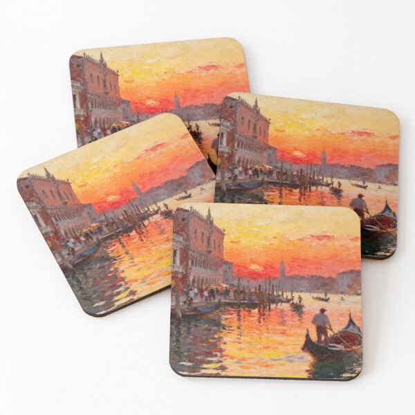 Item preview, Venetian Canal at Sunset Painting designed and sold by LaziDreams.