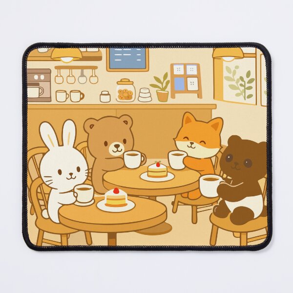 Item preview, Cozy Animal Café Scene with Tea and Cake designed and sold by WanwisaChuenlom.