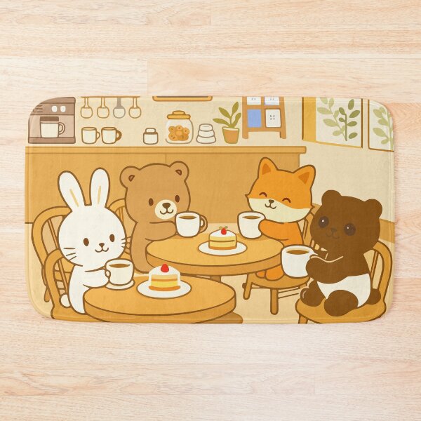 Item preview, Cozy Animal Café Scene with Tea and Cake designed and sold by WanwisaChuenlom.