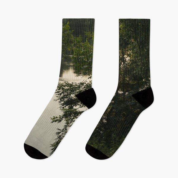 Item preview, Forested Riverbank with a Golden Sunpath designed and sold by Georgia Mizuleva.