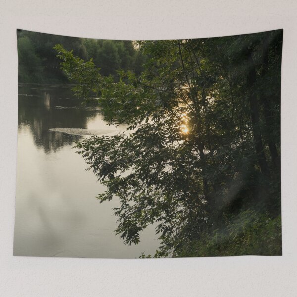 Item preview, Forested Riverbank with a Golden Sunpath designed and sold by Georgia Mizuleva.
