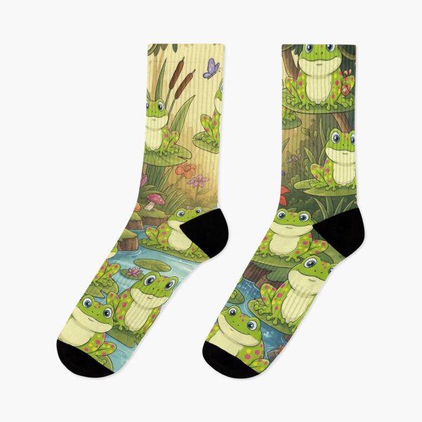 Artikelvorschau, Niedlicher Kawaii-Frosch mit Flecken, großen Augen, rosa und grün, Cartoon entworfen und verkauft von anandsiva2703.