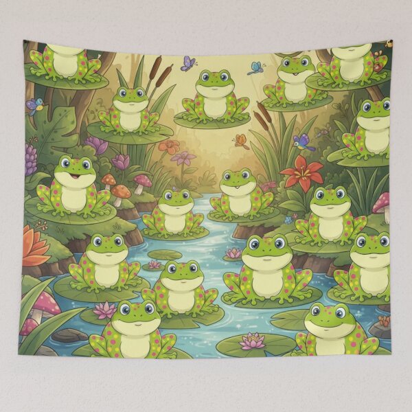 Item preview, Cute Kawaii Spotted Frog Big Eyes Pink Green Cartoon designed and sold by anandsiva2703.