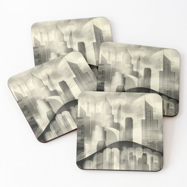 Item preview, Ethereal Metropolis – Abstract City in Light and Shadow designed and sold by NeoNebulaArt.