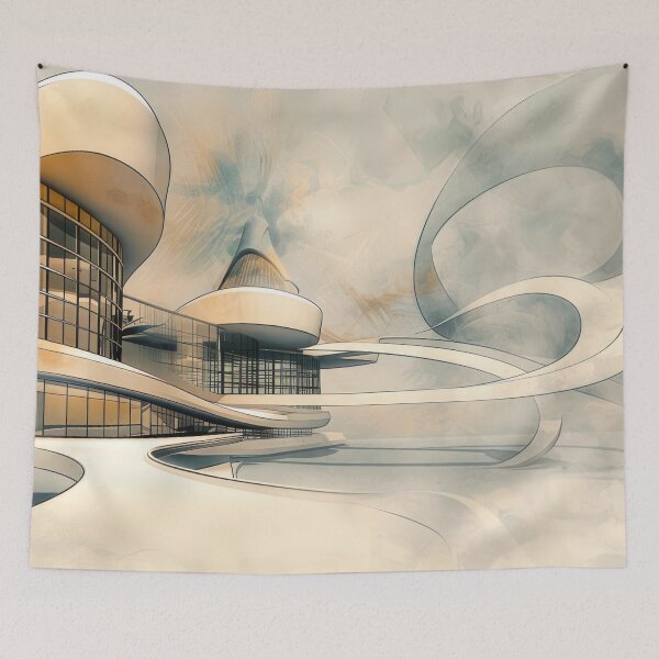 Item preview, Neo Modern Pavilion – Flowing Architectural Forms designed and sold by NeoNebulaArt.