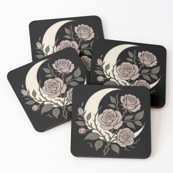 Item preview, Crescent Moon Roses – Nocturnal Floral Moon designed and sold by Mouraludia.