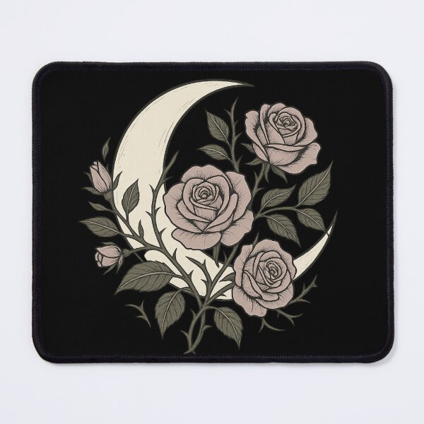 Item preview, Crescent Moon Roses – Nocturnal Floral Moon designed and sold by Mouraludia.