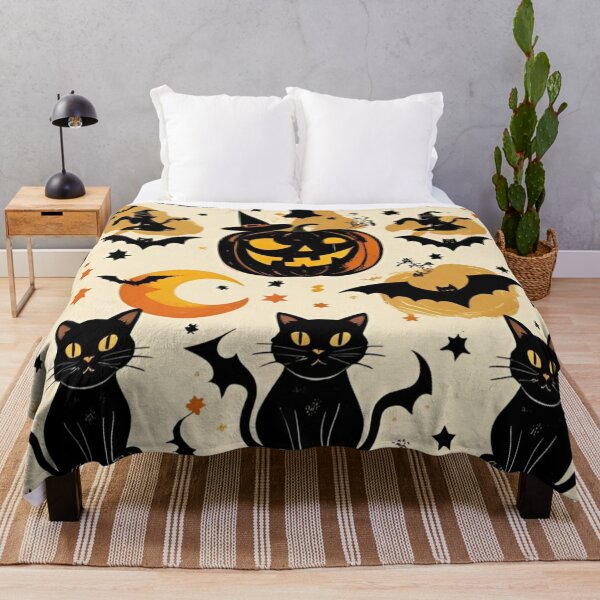Item preview, Vintage Halloween Black Cat and Pumpkin Pattern designed and sold by LakLuxe studio .