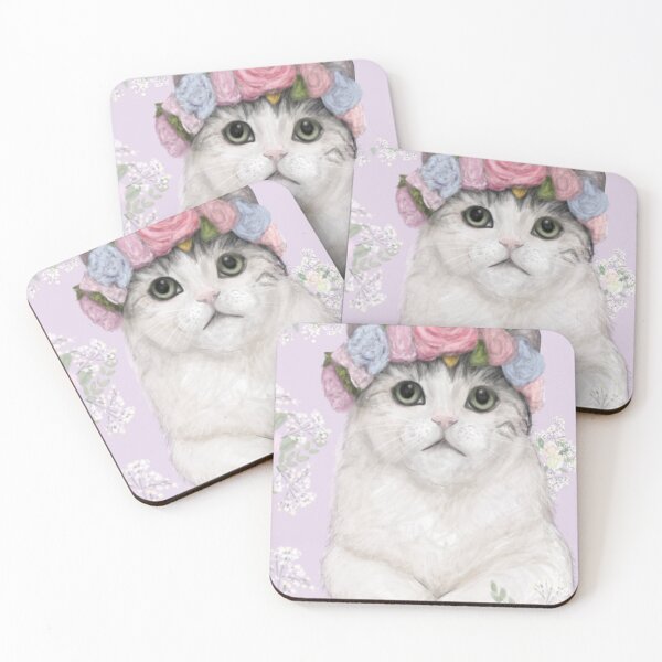 Item preview, Gatita vintage con flores rococó designed and sold by Mariel Angel GJ.