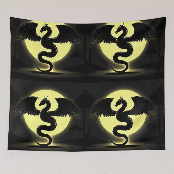 Item preview, Copy of Mystical Dragon Silhouette with Twisting Tail under Moonlit Sky Design designed and sold by NovaDigitalArt45.