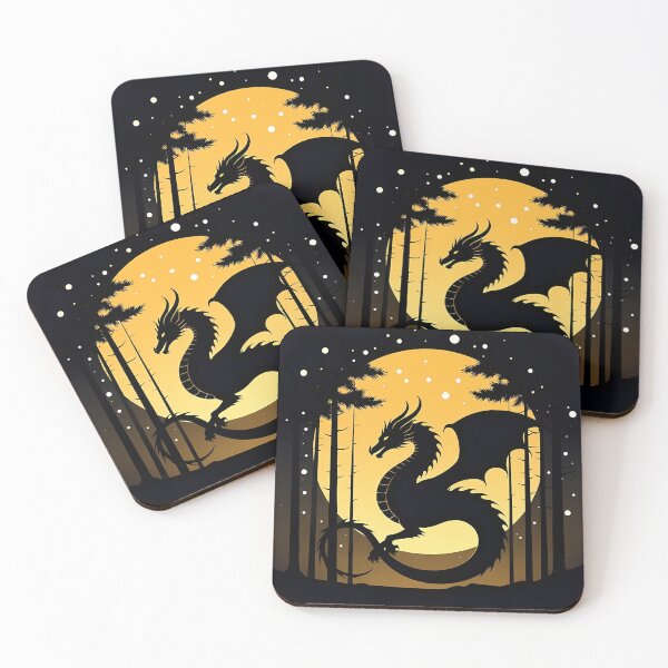 Item preview, Copy of Mystical Dragon Silhouette with Twisting Tail under Moonlit Sky Design designed and sold by NovaDigitalArt45.