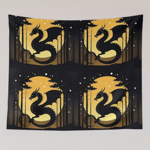 Item preview, Copy of Mystical Dragon Silhouette with Twisting Tail under Moonlit Sky Design designed and sold by NovaDigitalArt45.