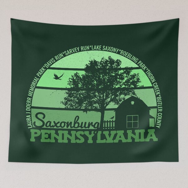 Item preview, Saxonburg Pennsylvania Sunset Retro Vintage Local Pride Logo designed and sold by CRHPOD20.
