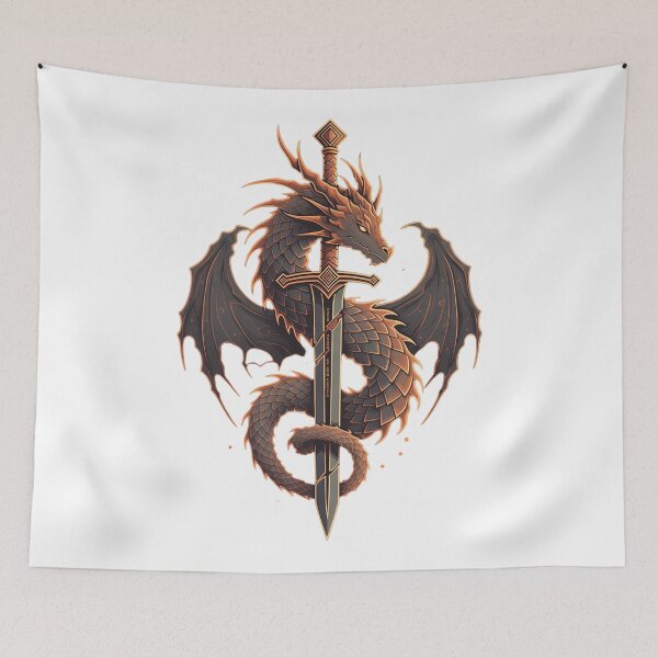 Item preview, Dragon Sword Emblem – Dark Fantasy Dragon with Legendary Blade designed and sold by SolidHue.