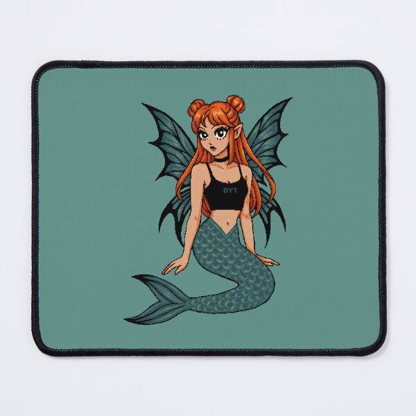 Item preview, Ryn - Aqua Red Goth Mermaid Fairy - BYT Pixel Pixie Siren Sticker designed and sold by yearningviolet.