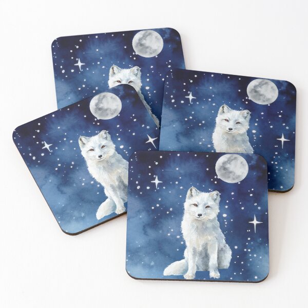 Item preview, Arctic Fox. Night, Sky, Moon and Stars. designed and sold by SofikoDesigns.