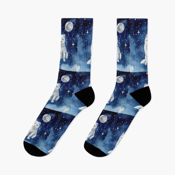 Item preview, Arctic Fox. Night, Sky, Moon and Stars. designed and sold by SofikoDesigns.
