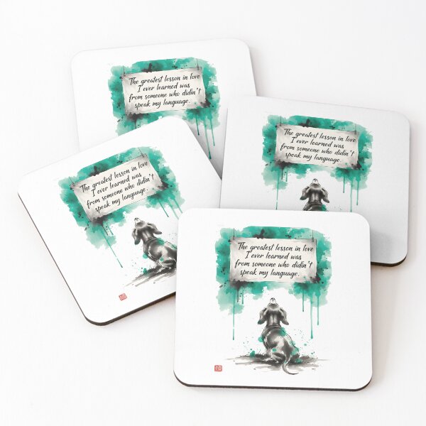 Item preview, Dog Dashaund Lesson Love Japanese Chinese Korean Ink Water-splash Sumi-E Art Desing  designed and sold by blacksealstudio.
