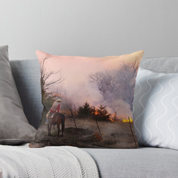 Item preview, Rancher Watching a Controlled Prairie Fire designed and sold by Catherine Sherman.