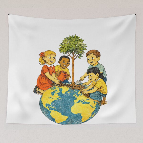 Item preview, Protect Our Planet – Retro Kids Edition designed and sold by LoveLaxmi Arts.