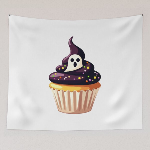 Item preview, Spooky Ghost Cupcake – Cute Halloween Dessert Illustration designed and sold by Horrify.
