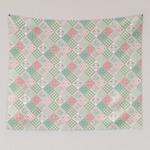 Item preview, Pastel Patch – Diamonds, Blooms & Cozy Grid designed and sold by PatternFlux.
