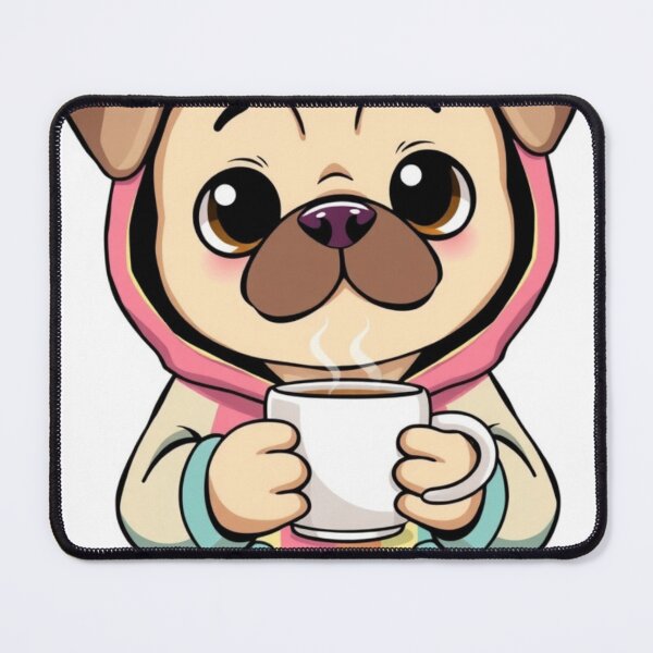 Item preview, Kawaii Pug in Rainbow Hoodie with Coffee | Cute Cartoon Sticker designed and sold by Digitalhub12.