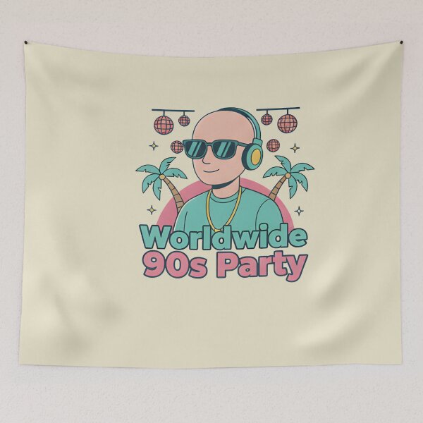 Item preview, Worldwide 90s Party T-Shirt – Retro DJ Vaporwave Aesthetic, Neon 90s Music Party Art designed and sold by ZyxDes.